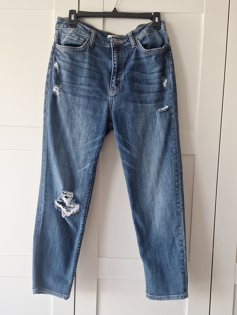 Flying Monkey Women's Distressed Dark Blue High Rise Jeans, Style# Y2890